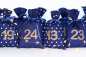 Preview: adventskalender stoffbeutel blau glitzter gold