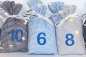 Preview: Adventskalender Säckchen Vichy-Karo - mit blauen zahlen
