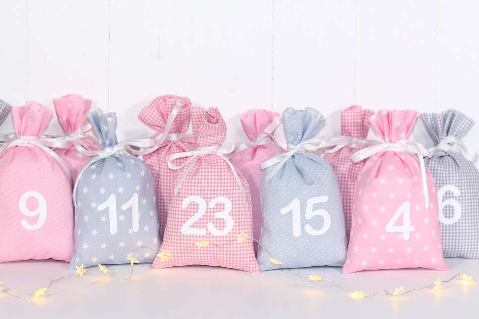 Adventskalender zum selbst befüllen rosa/grau