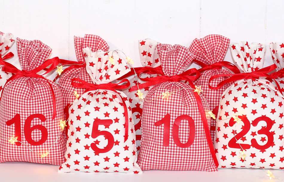 Adventskalender zum befüllen rot weiss