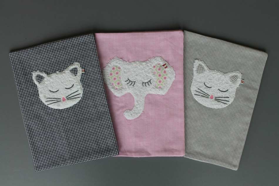 U-Hefthülle "Karo" mit Elefant / Katze