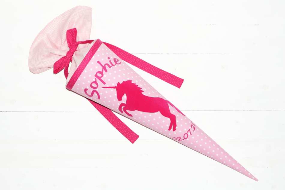 Schultüte mit Einhorn rosa