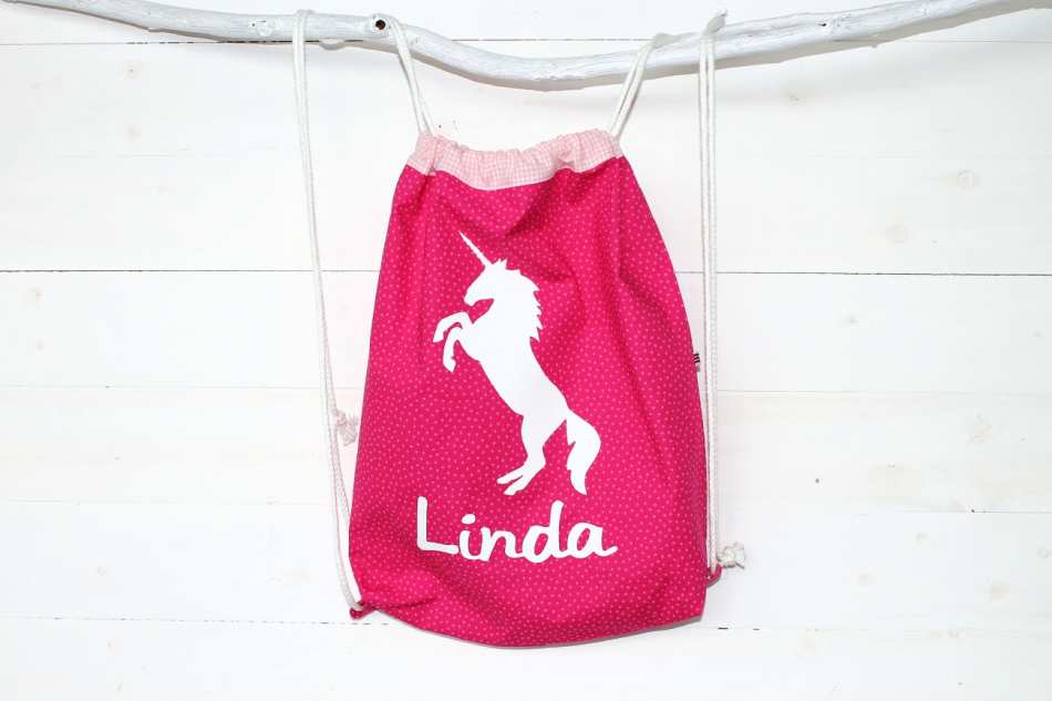 Kinderturnbeutel mit Einhorn in pink