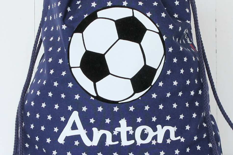 Sportbeutel mit Namen in grau