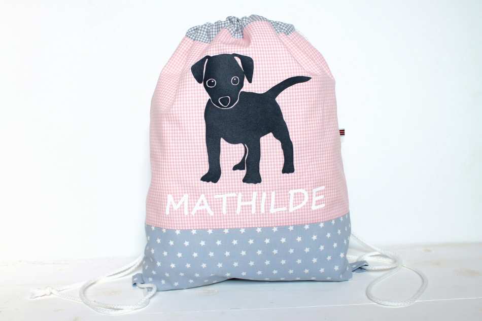 Kinderturnbeutel mit Hund rosa