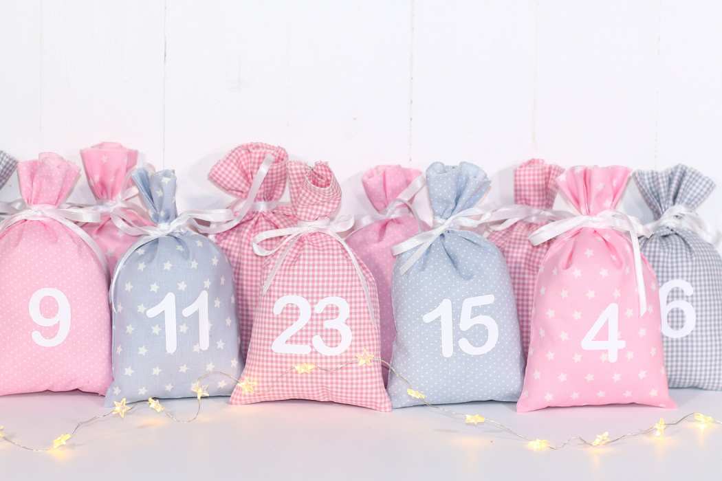 Adventskalender zum selbst befüllen rosa/grau