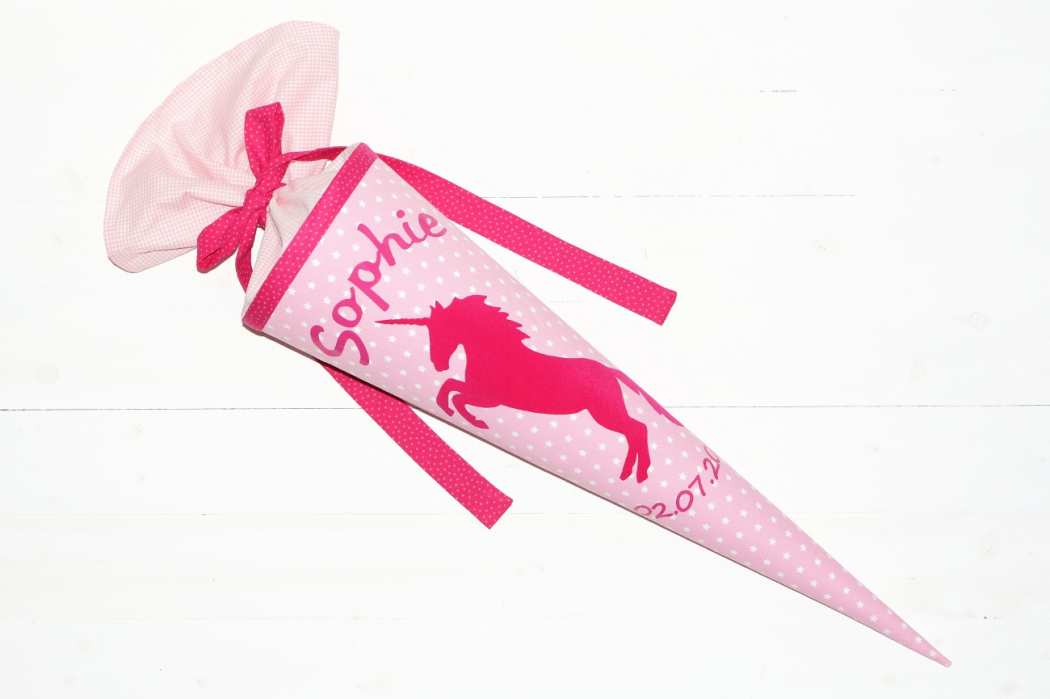 Schultüte mit Einhorn rosa