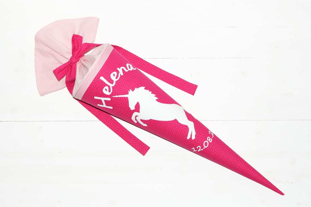 Schultüte mit Einhorn pink