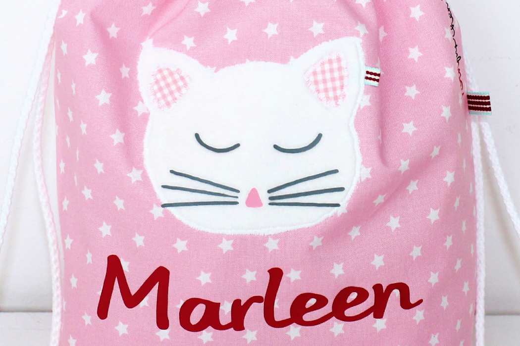 Turnbeutel Mini mit Katze personalisiert