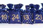 Mobile Preview: adventskalender stoffbeutel blau glitzter gold